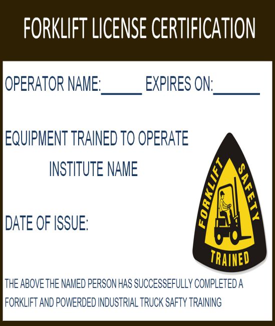 15+Forklift Certification Card Template For Training Providers ...