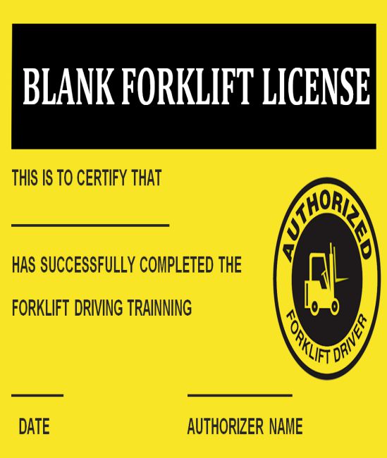 forklift training certificate template