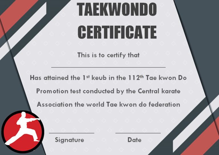 Free Taekwondo Certificate Templates Printable