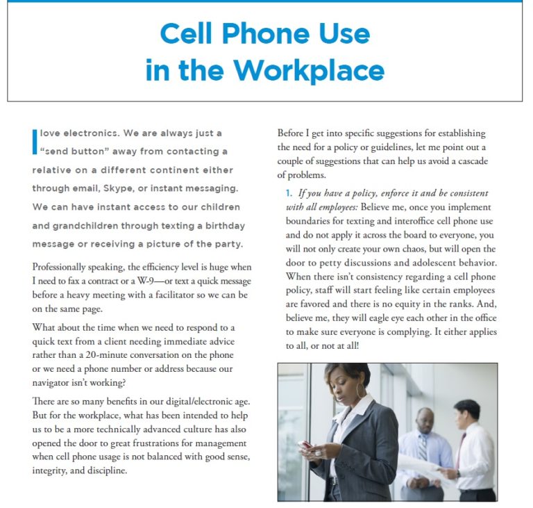 Cell Phone Policy Template For Companies, Corporate & Restaurants