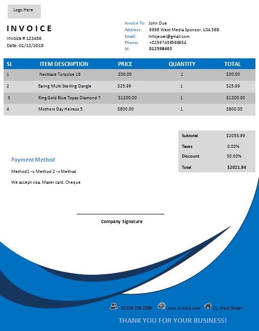 Jewelry Appraisal Invoice Template: 6 Samples and Word Excel Templates ...