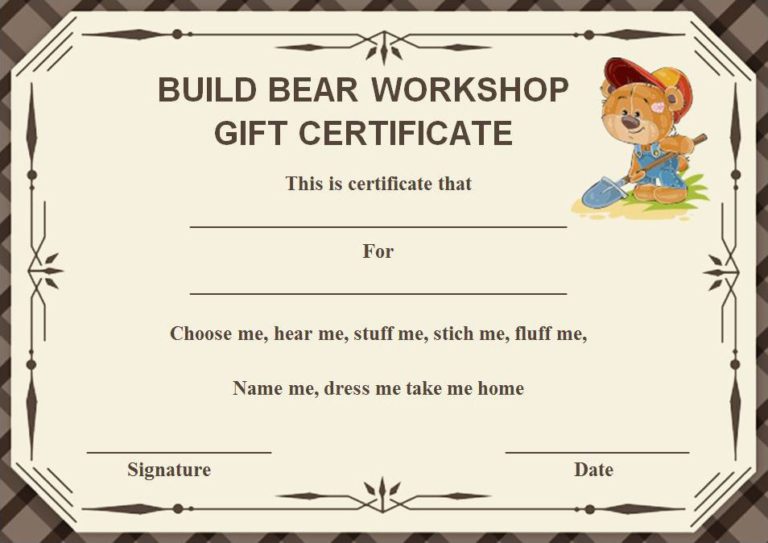Build a Bear Certificate 13 Best and Attractive Templates Ready to