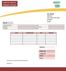 Mental health invoice template: 6 Best PDF and Word Documents