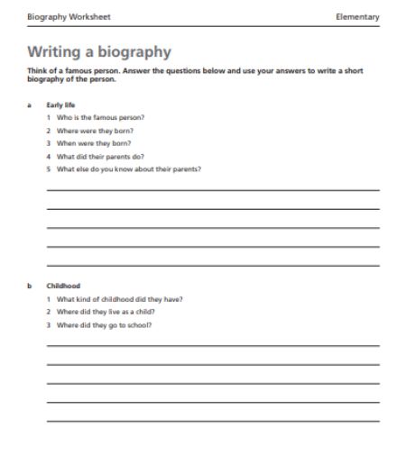 how to write a character biography