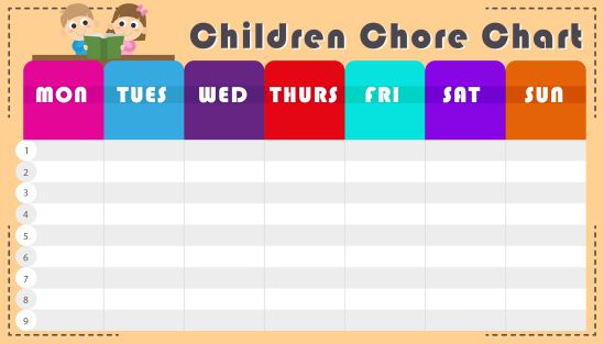 Children Chore Chart Template