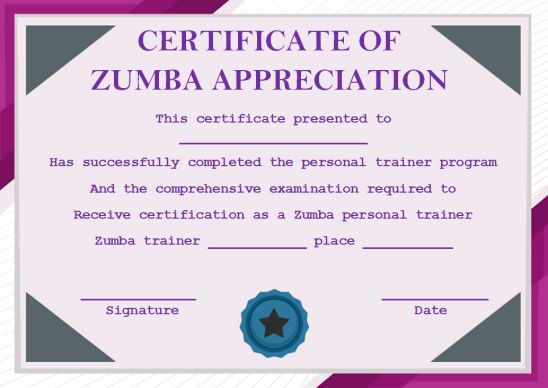 Zumba Certificate Templates 10 Free
