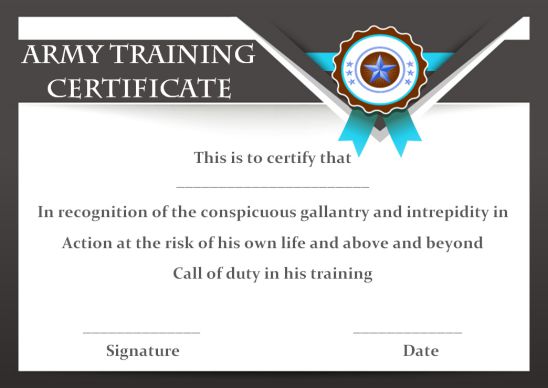 Army Training Certificate Template