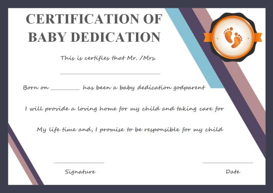 Baby Dedication Certificate