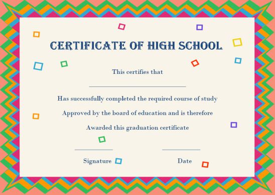 Certificate Of High School