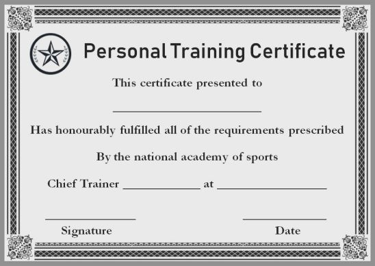 Personal Training Gift Certificate Template