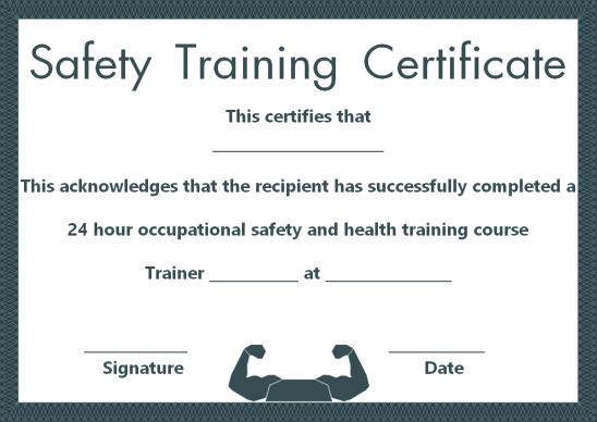 Safety Training Certificate Template