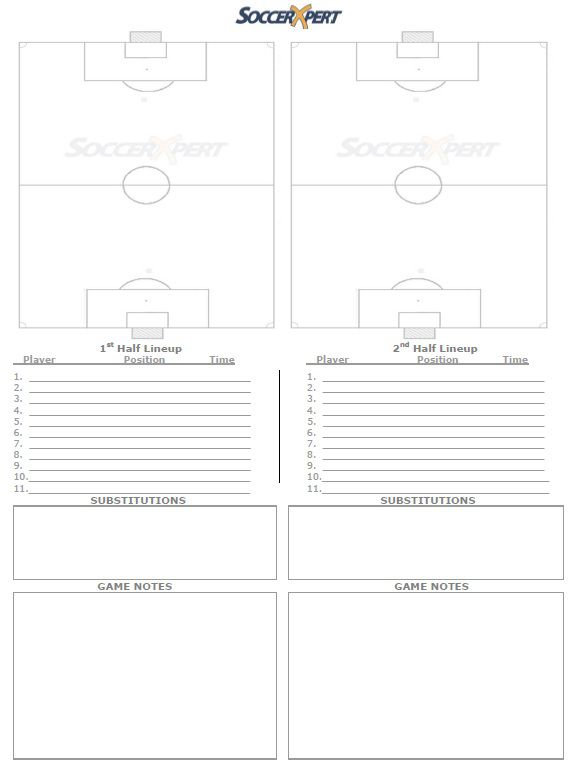 Soccer Game Lineup Template