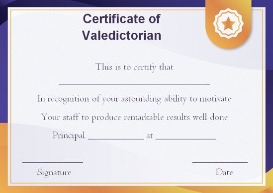 Valedictorian Gold Foil Certificate