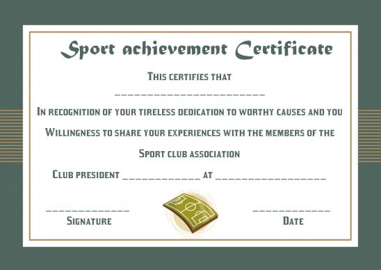 Sport certificate achievement templates