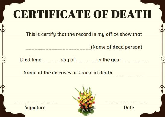 Blank Death Certificate Template