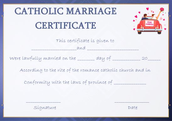 Catholic Marriage Certificates