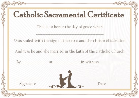 Catholic Sacramental Certificates