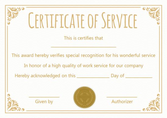 Certificate For 10 Years Of Service Template