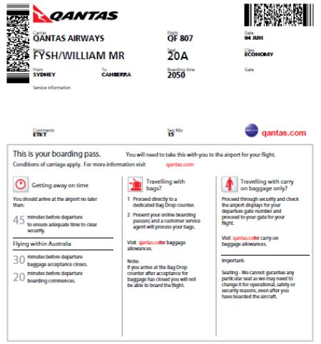 Fake Boarding Pass Template Qantas