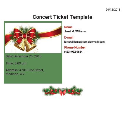 Free Christmas Concert Ticket Template