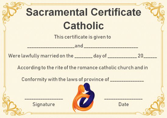 Sacramental Certificates Catholic
