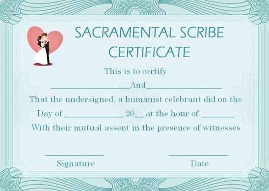 Sacramental Scribe Certificate