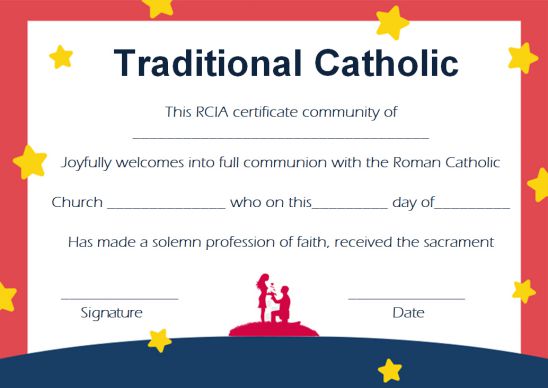 Traditional Catholic Sacramental Certificates