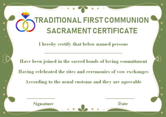 Traditional First Communion Sacrament Certificate With Angels
