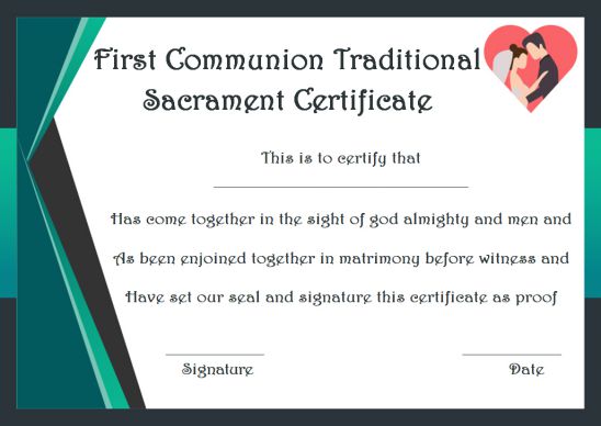 Traditional First Communion Sacrament Certificate With Bishop