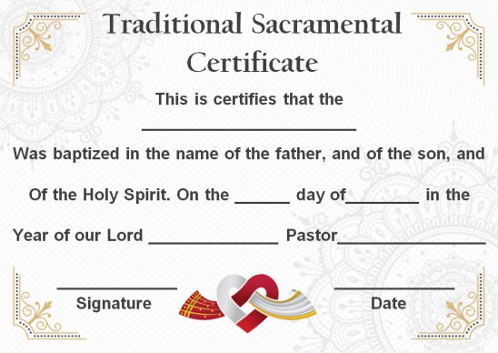 Traditional Sacramental Certificates