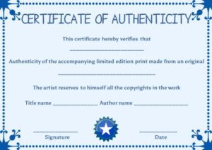 Certificate of Authenticity: Free Sample Templates for Authenticating a ...