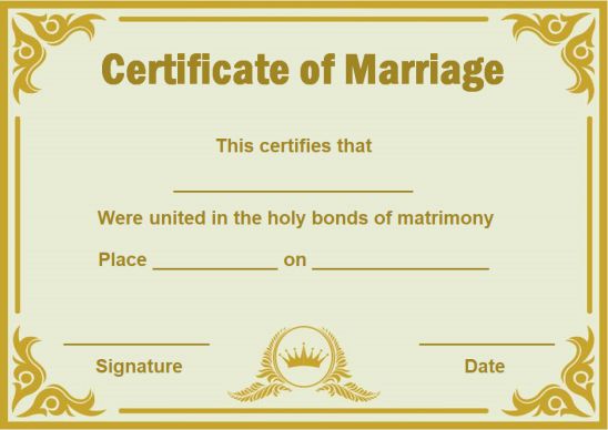 Fake marriage certificate template
