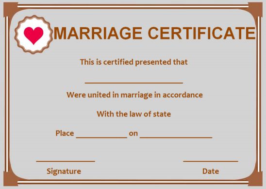 Fake marriage certificate template free