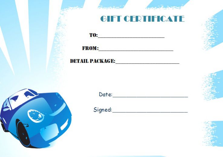 Free auto detailing gift certificate template