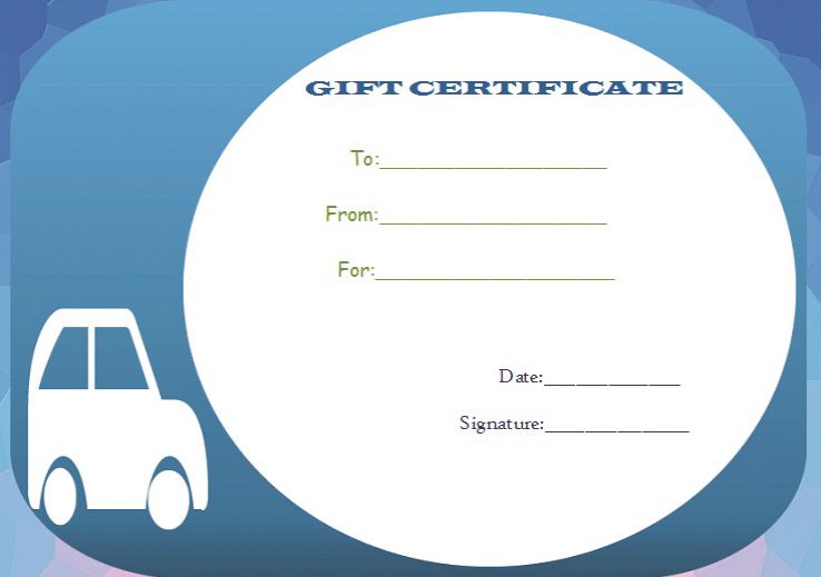 Gift template car detail certificate