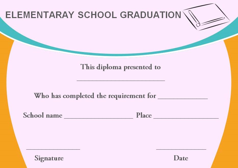 Graduation certificate template for elementary school