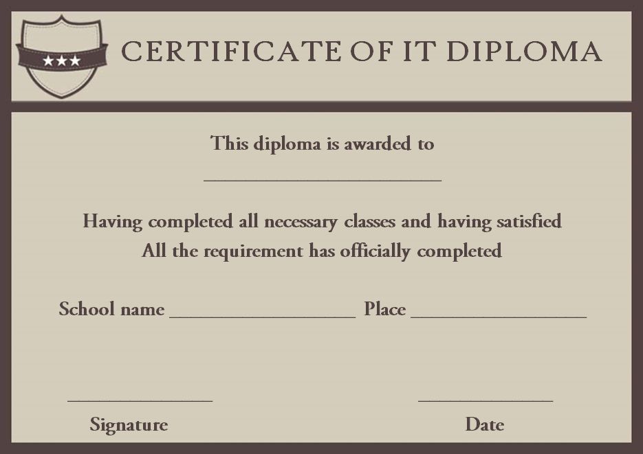 IT diploma certificate template