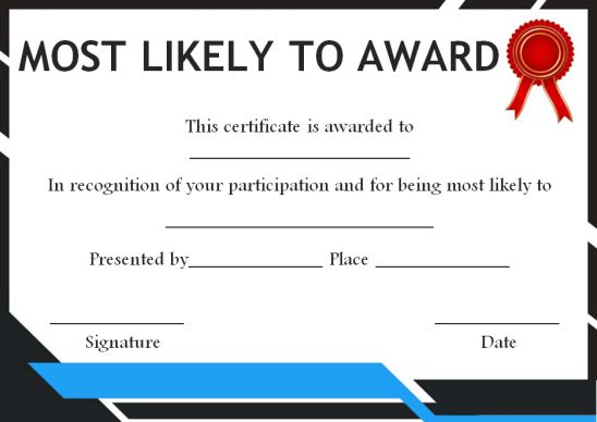 Most likely to award for adults