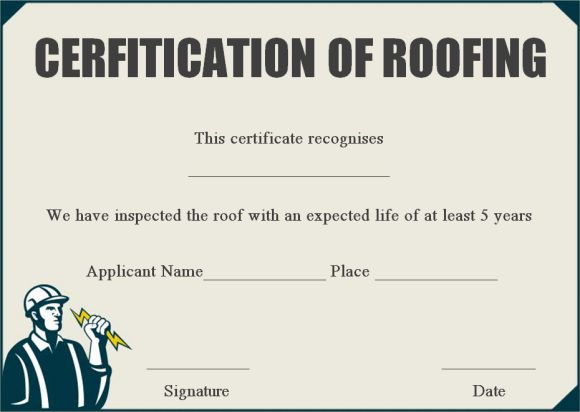 Roof certification letter template