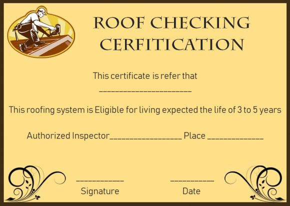 Roof certification form templates